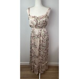 Love stitch Ivory Pink Maxi Dress Cottagecore Size Small Floral